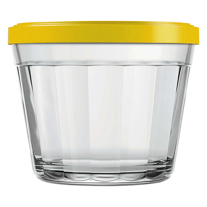 NADIR AMERICANO MEDIUM BOWL WITH 4 COLOURED PLASTIC LIDS, 350ML (103MM DIAX71MM)
