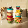 NADIR AMERICANO MEDIUM BOWL WITH 4 COLOURED PLASTIC LIDS, 350ML (103MM DIAX71MM)
