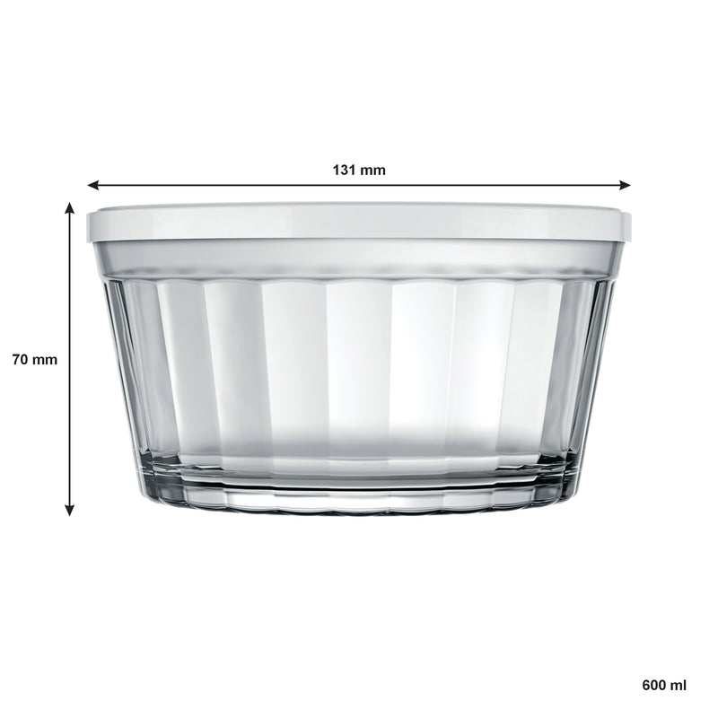 NADIR AMERICANO LARGE BOWL WITH 4 COLOURED PLASTIC LIDS, 600ML (131MM DIAX70MM)