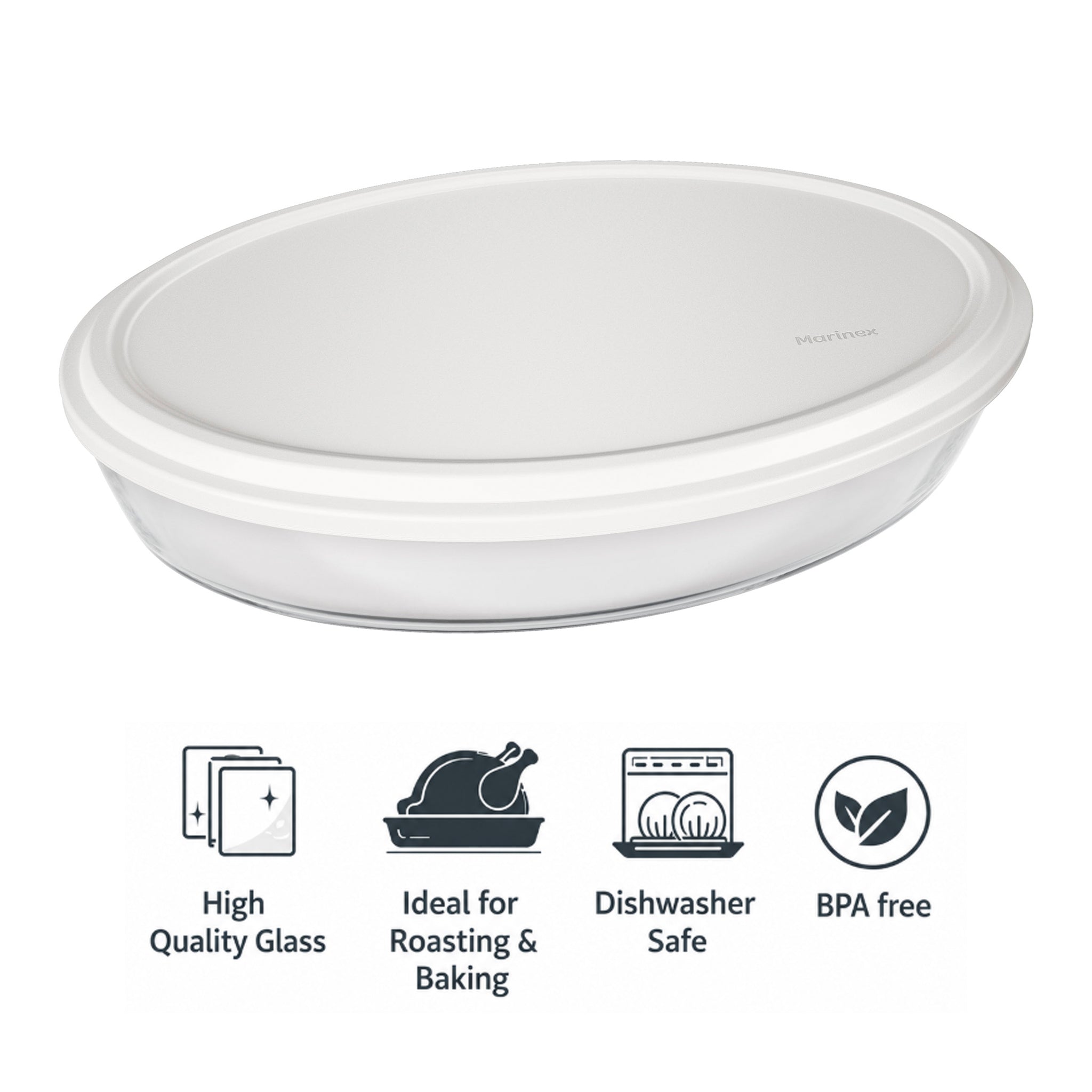 MARINEX OVAL ROASTERS WITH COLOURED PLASTIC LIDS, 3.2L