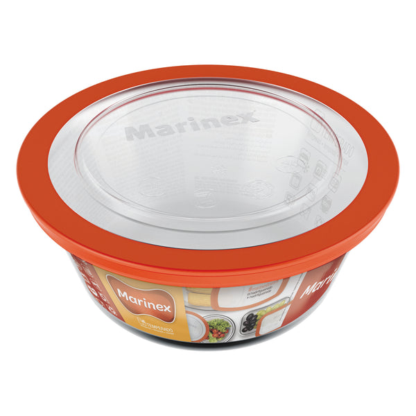MARINEX ROUND FOOD STORAGE CONTAINER WITH PLASTIC LID, 600ML (144MM DIAX65MM)