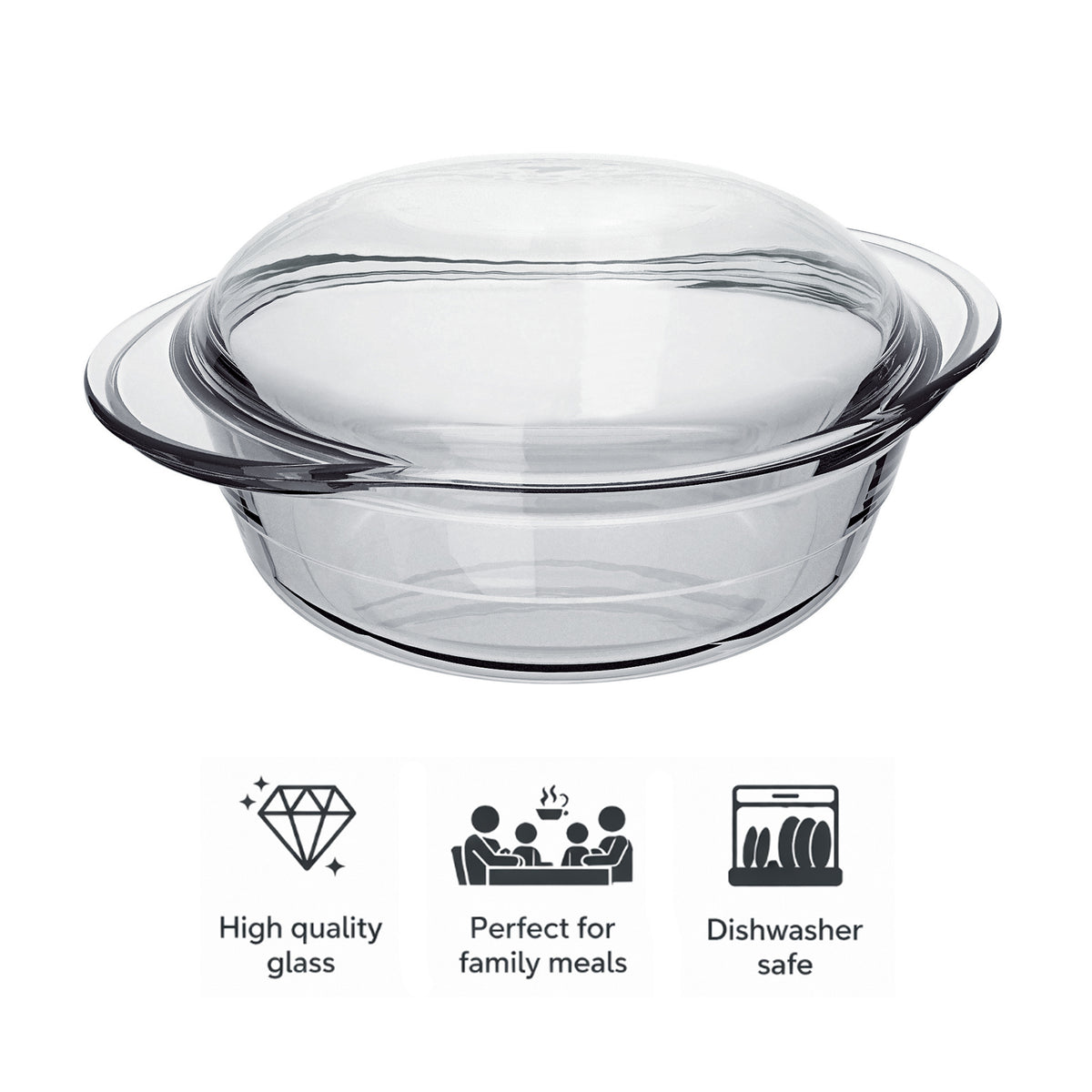 MARINEX SMALL ROUND CASSEROLE 700ML & LID 300ML, 1L