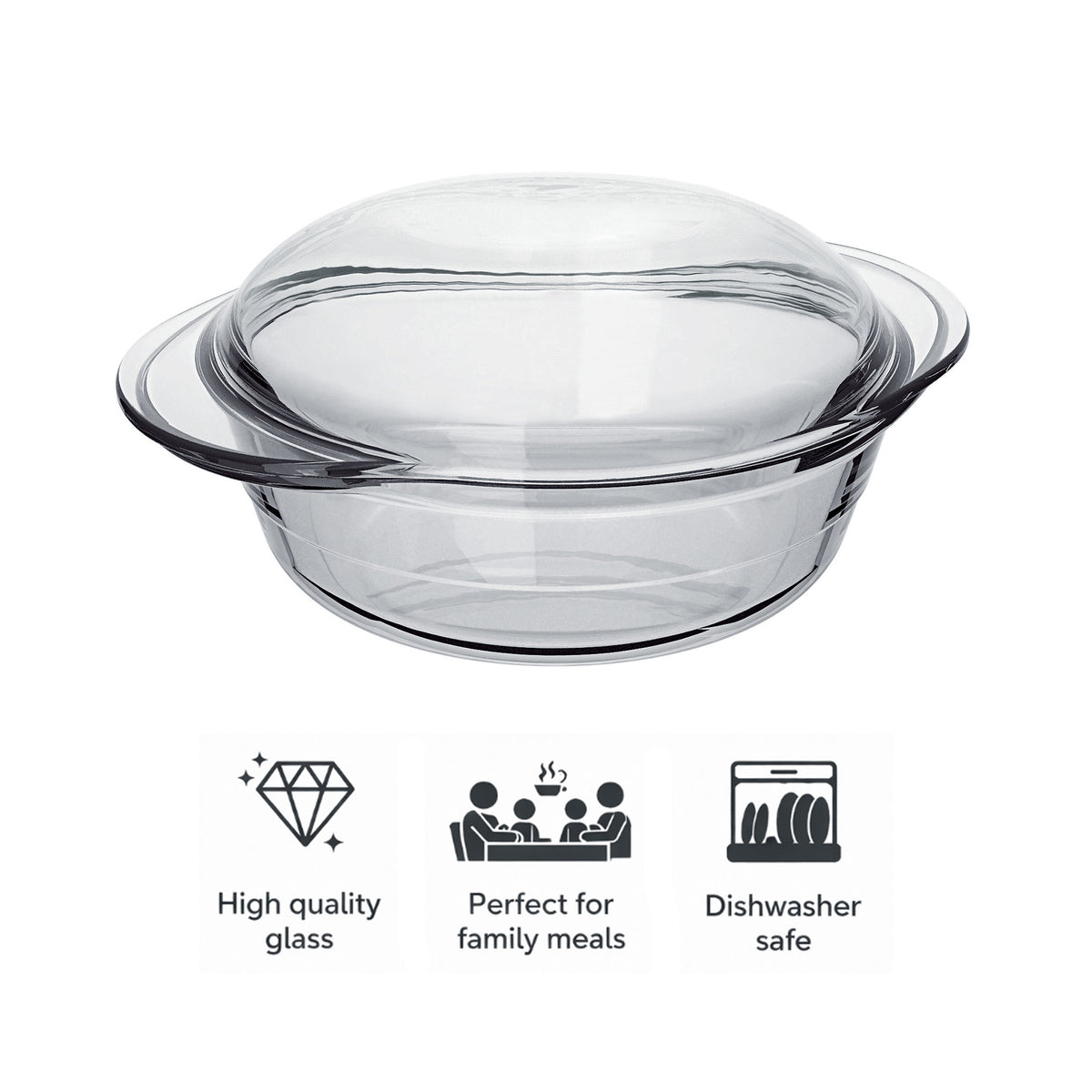 MARINEX LARGE ROUND CASSEROLE 1.9L & LID 900ML, 2.8L
