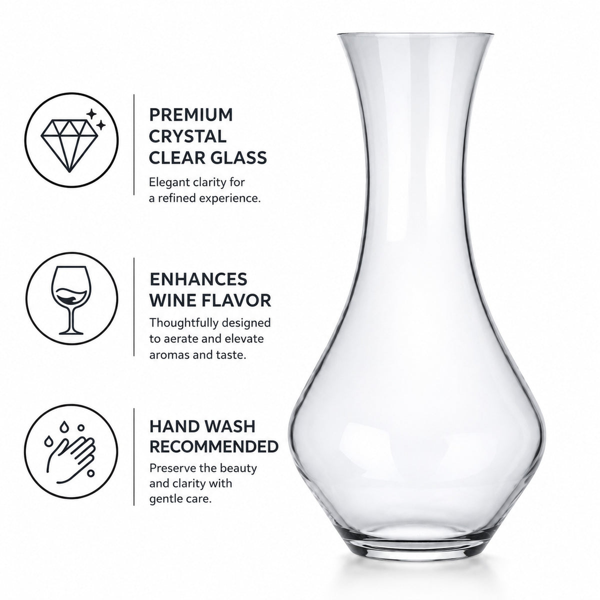 NADIR MALBEC GLASS WINE DECANTER, 950ML