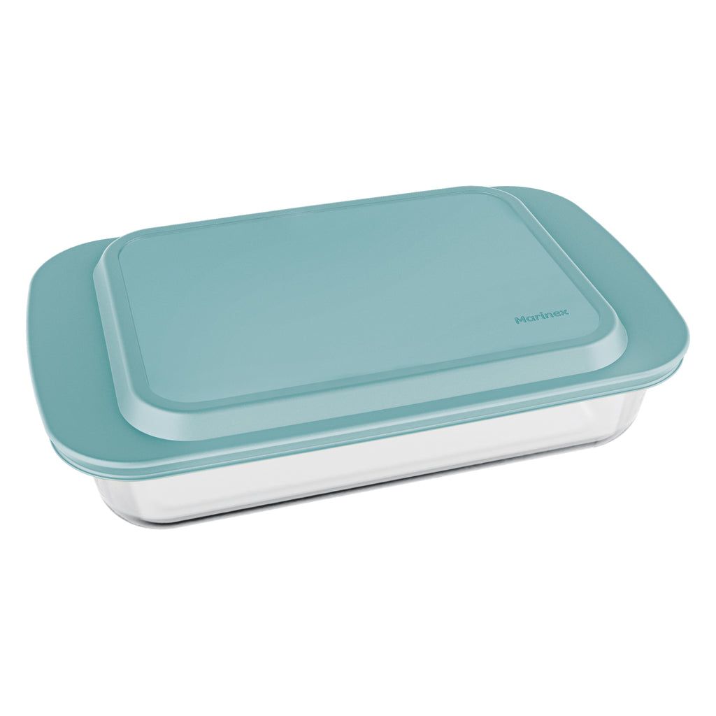 MARINEX RECT. ROASTER WITH BLUE PLASTIC LID, 3.7LT