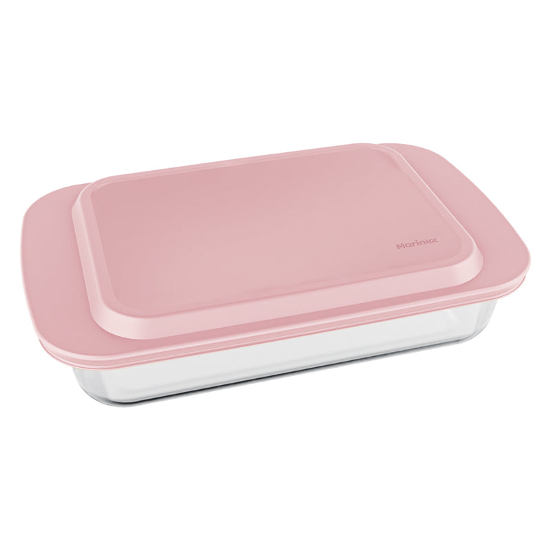 MARINEX RECT. ROASTER WITH PINK PLASTIC LID, 3.7LT