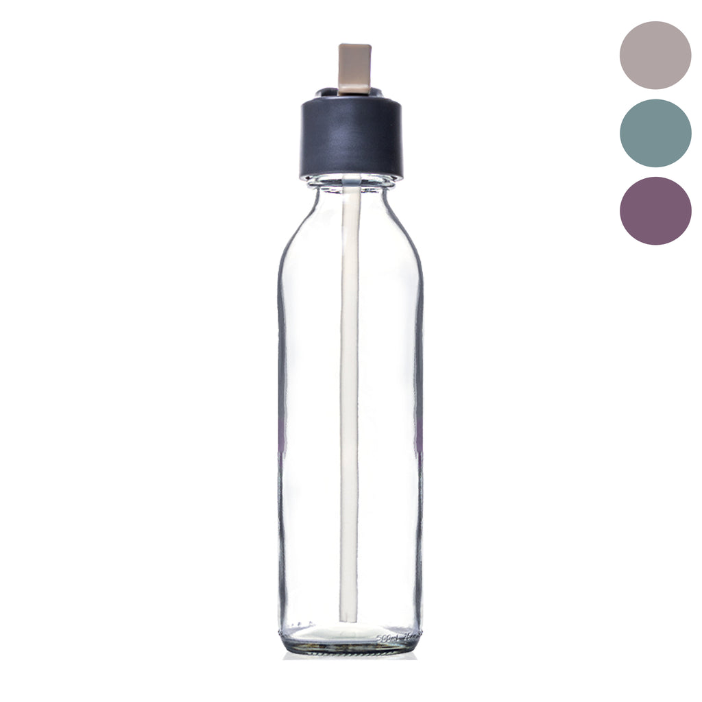 CONSOL SLIMLINE BOTTLE WITH ASSORTED COLOURED STRAW LIDS, 500ML