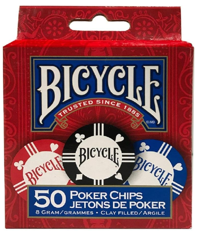 BICYCLE  8 GRM CLAY POKER CHIPS 50PC