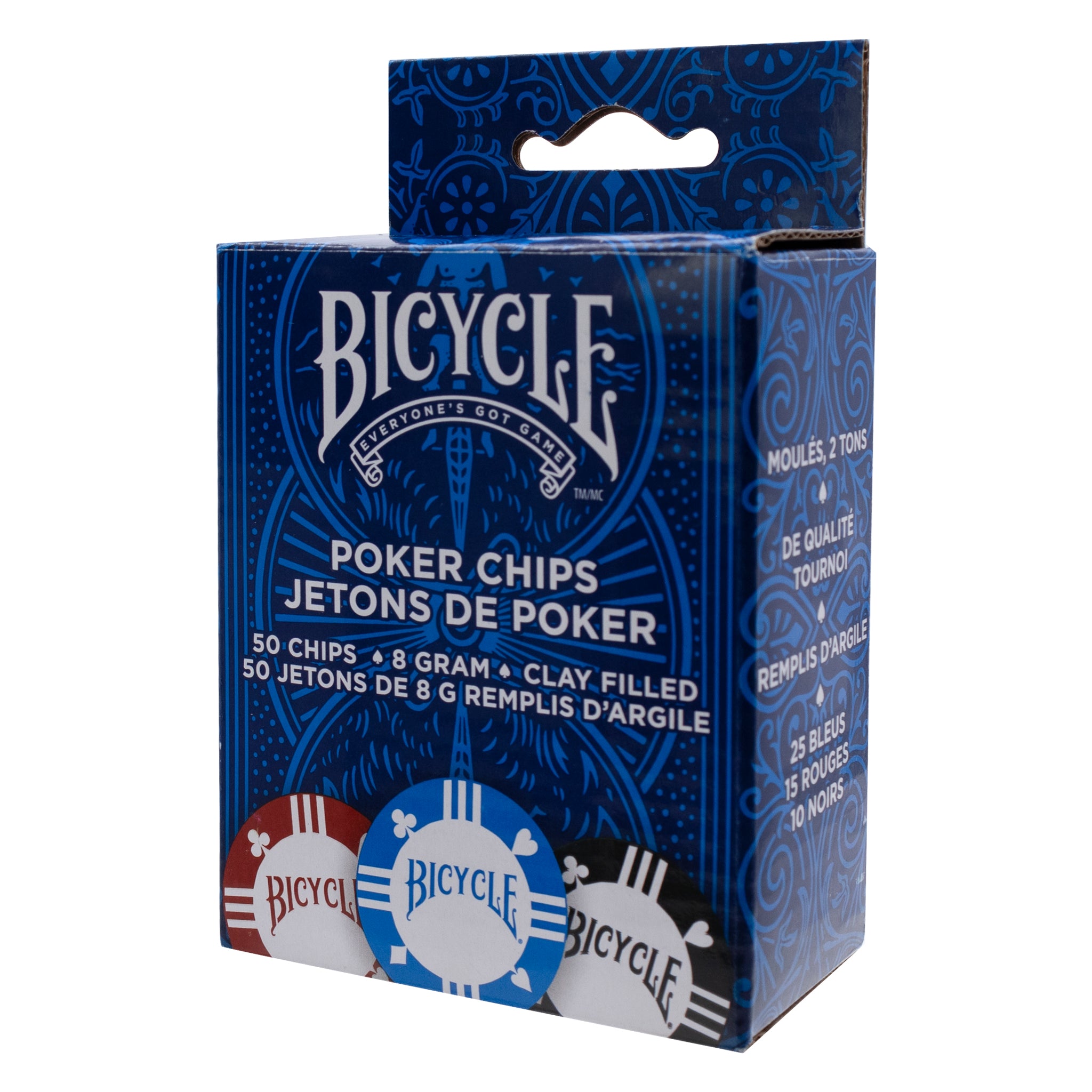 BICYCLE 8 GRM CLAY POKER CHIPS 50PK