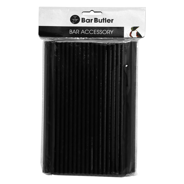 BAR BUTLER PAPER STRAWS BLACK PACK 3 PLY (6MM) 100PCS