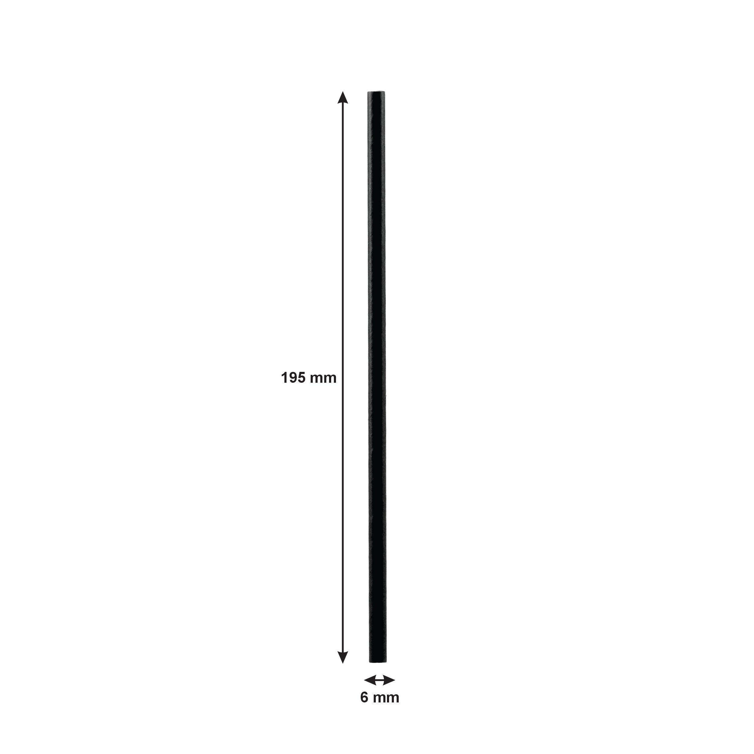 BAR BUTLER PAPER STRAWS BLACK PACK 3 PLY 6MM, 100PK