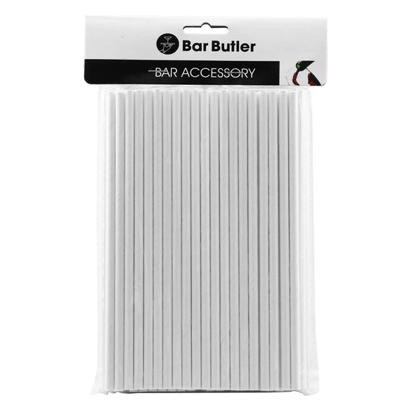 BAR BUTLER PAPER STRAWS WHITE MIXED PACK 3 PLY (6MM) 60PCS