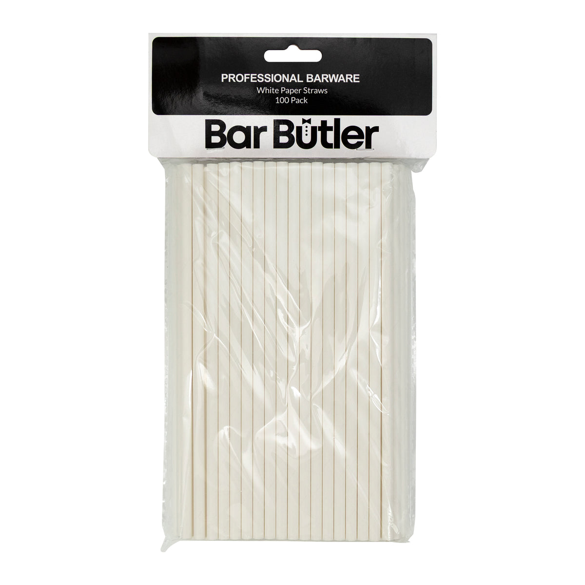 BAR BUTLER PAPER STRAWS WHITE PACK 3 PLY 6MM, 100PK