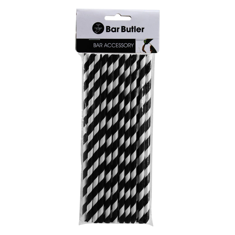 BAR BUTLER PAPER STRAWS BLACK & WHITE MIXED PACK 3 PLY (6MM) 60PCS