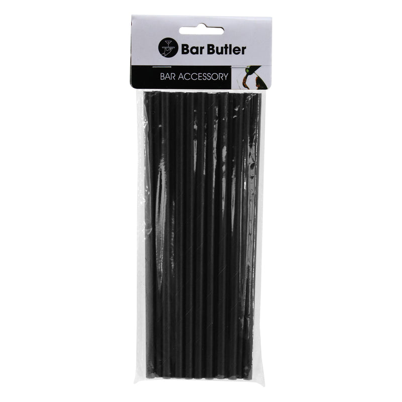 BAR BUTLER PAPER STRAWS BLACK & WHITE MIXED PACK 3 PLY (6MM) 60PCS