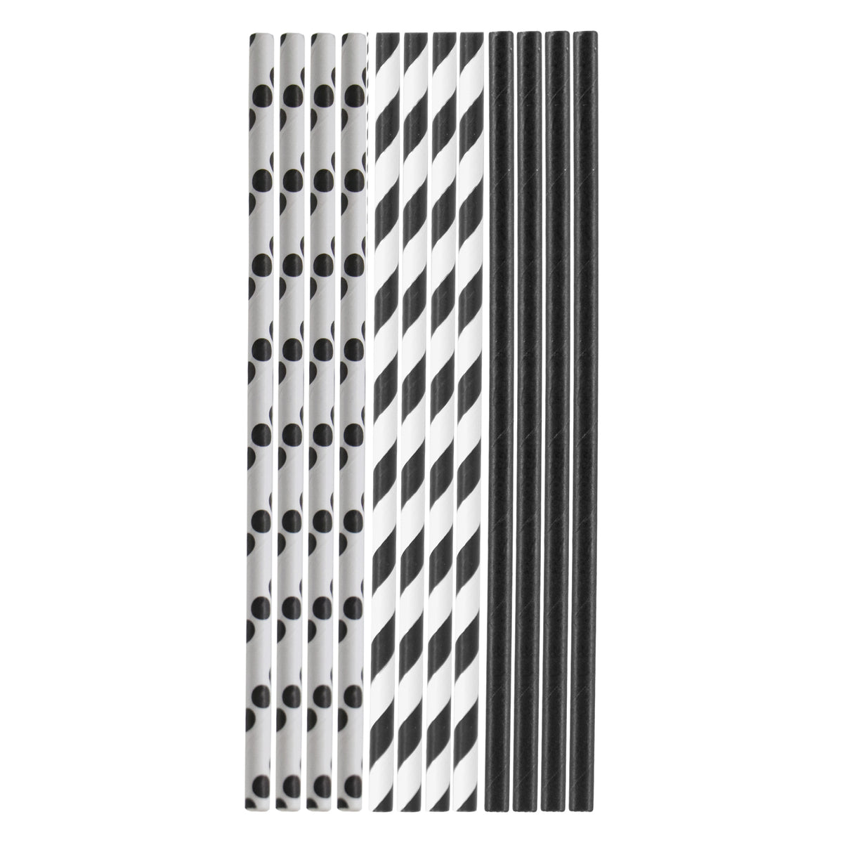 BAR BUTLER PAPER STRAWS BLACK & WHITE MIXED PACK 3 PLY 6MM, 60PK