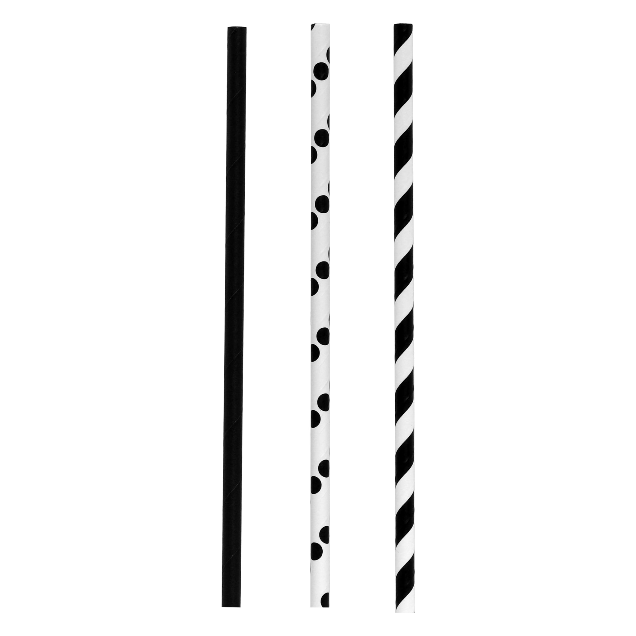 BAR BUTLER PAPER STRAWS BLACK & WHITE MIXED PACK 3 PLY 6MM, 60PK