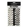 BAR BUTLER PAPER STRAWS BLACK & WHITE MIXED PACK 3 PLY 6MM, 60PK