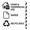 BAR BUTLER PAPER STRAWS BLACK & WHITE CHEVRON 50X3PLY 8MM WRAPPED + 1 UNWRAPPED 51PK