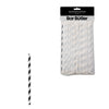 BAR BUTLER PAPER STRAWS BLACK & WHITE CHEVRON 50X3PLY 8MM WRAPPED + 1 UNWRAPPED 51PK