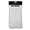 BAR BUTLER PAPER STRAWS BLACK & WHITE CHEVRON 50X3PLY 8MM WRAPPED + 1 UNWRAPPED 51PK