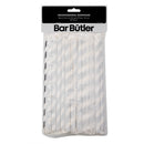 BAR BUTLER PAPER STRAWS BLACK & WHITE CHEVRON 50X3PLY 8MM WRAPPED + 1 UNWRAPPED 51PK
