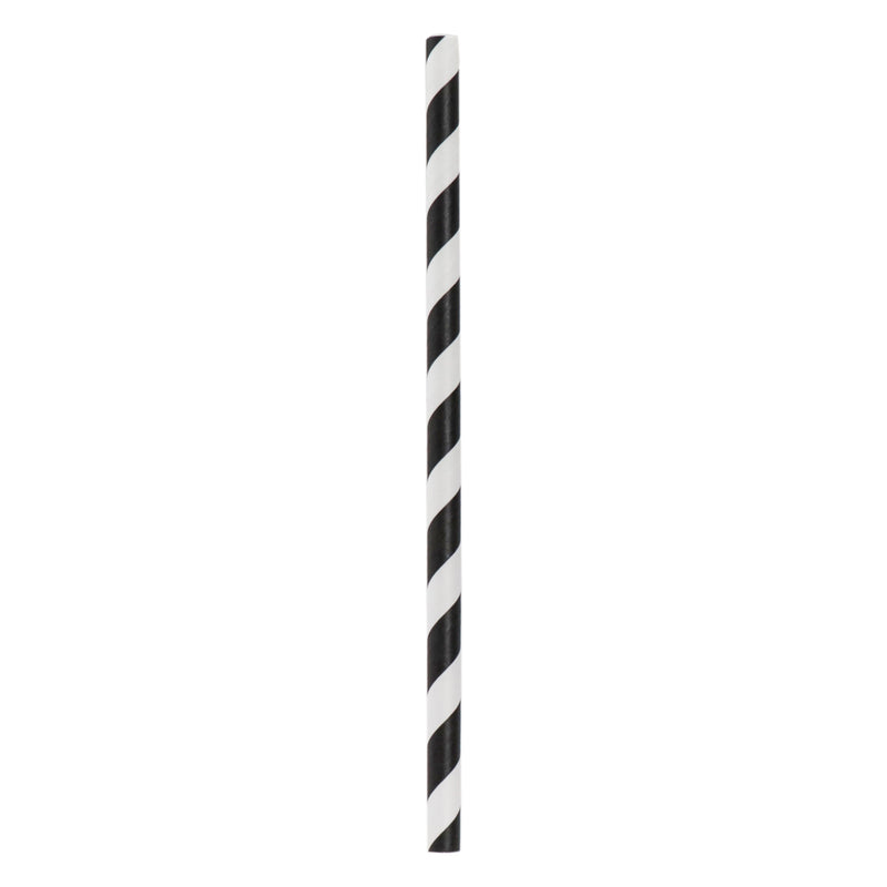 BAR BUTLER PAPER STRAWS BLACK & WHITE CHEVRON 50 X 3 PLY 8MM WRAPPED + 1 UNWRAPPED, 51PCS
