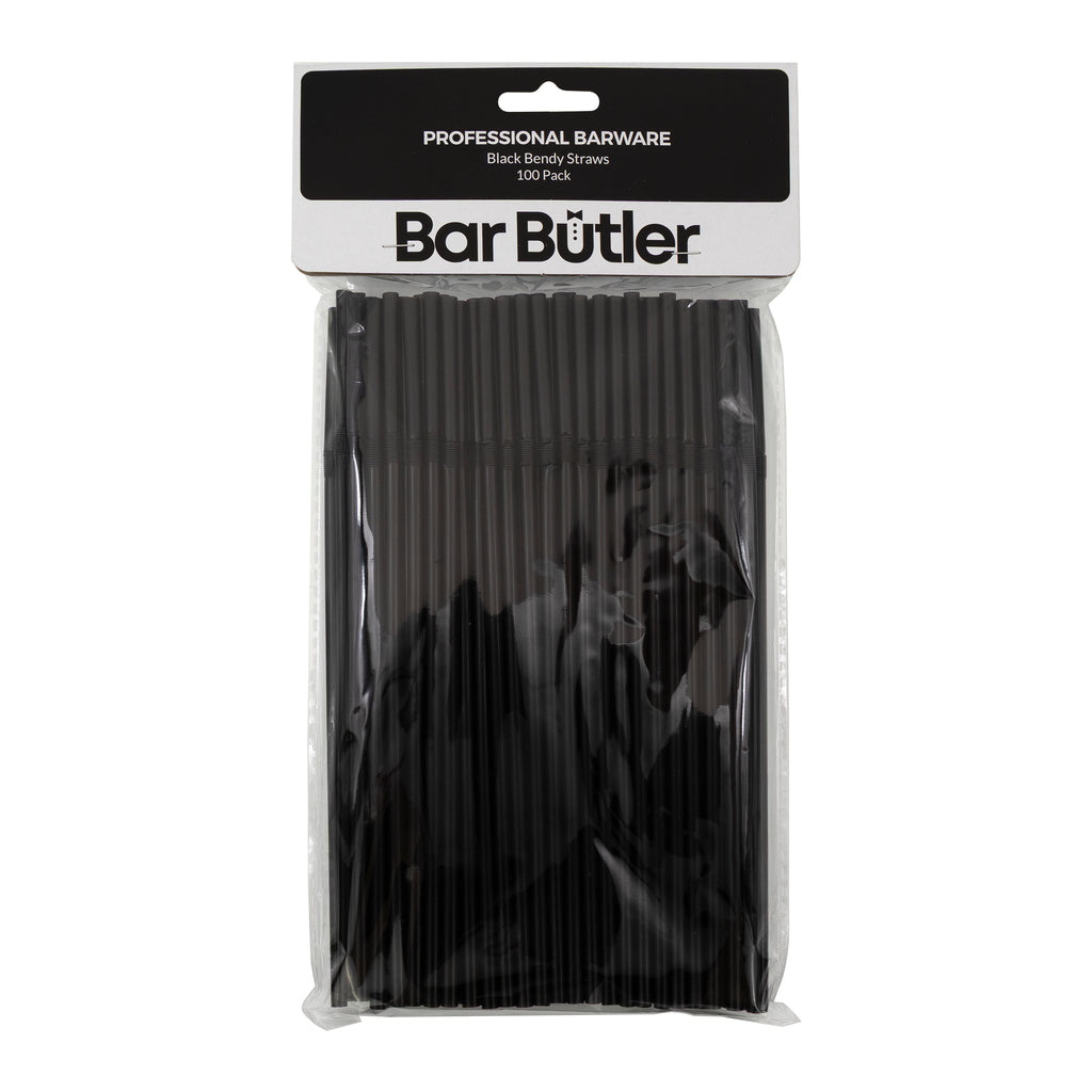 BAR BUTLER STRAWS BLACK BENDY 5MM, 100PK