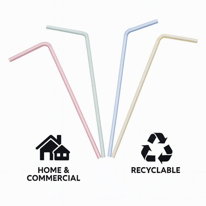 BAR BUTLER STRAWS BENDY CANDY COLOURED, 100 PCS (5MM)
