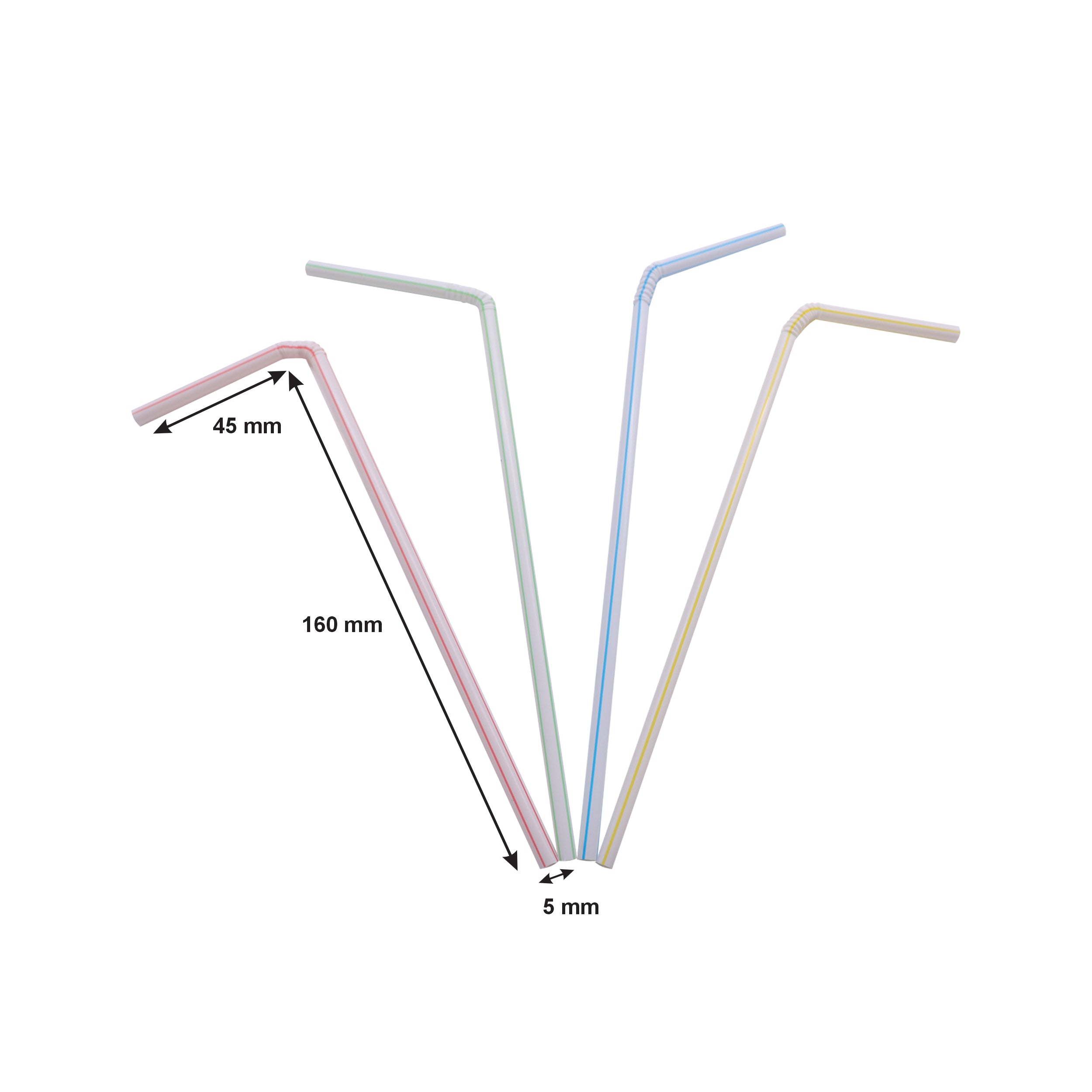 BAR BUTLER STRAWS BENDY CANDY COLOURED 5MM, 100PK - (SUB 73126)
