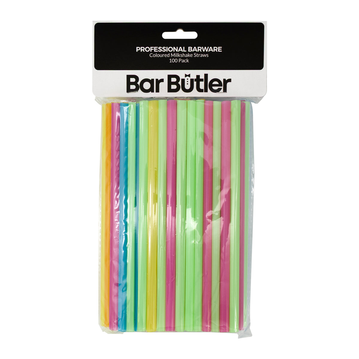 BAR BUTLER COLOURED MILKSHAKE STRAWS 7.5MM, 100PK