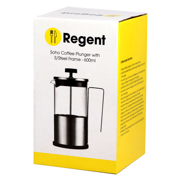 REGENT SOHO COFFEE PLUNGER WITH STAINLESS STEEL FRAME 6 CUP, (600ML)