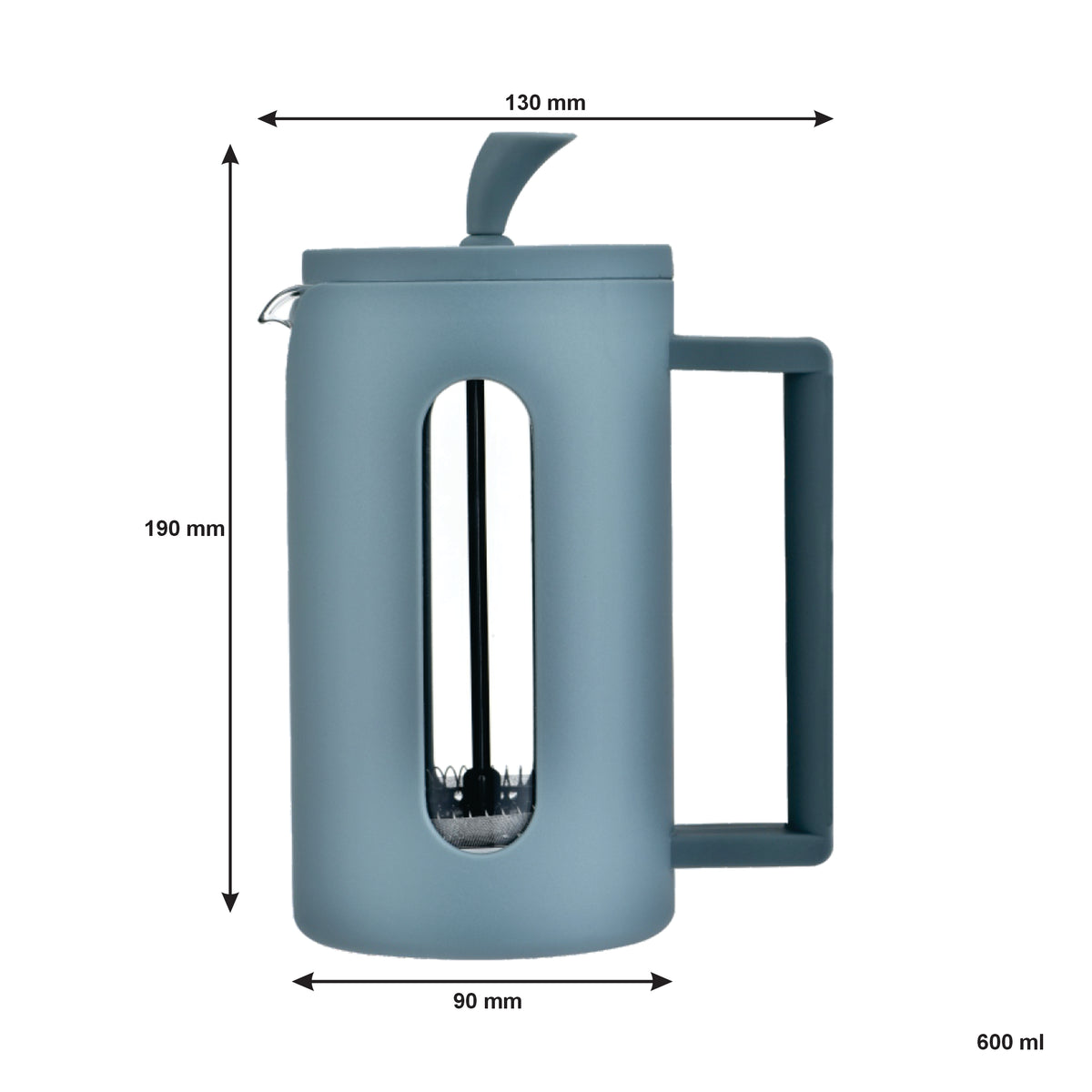 REGENT MILANO COFFEE PLUNGER WITH GREY PLASTIC FRAME 6 CUP, 600ML