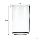REGENT COFFEE PLUNGER REPLACEMENT GLASS BOROSILICATE, (600ML) FOR 21834, 28191, 28192, 28193, 28194