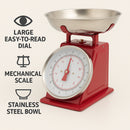 REGENT KITCHEN SCALE MECHANICAL RED WITH ST STEEL BOWL, 5KG