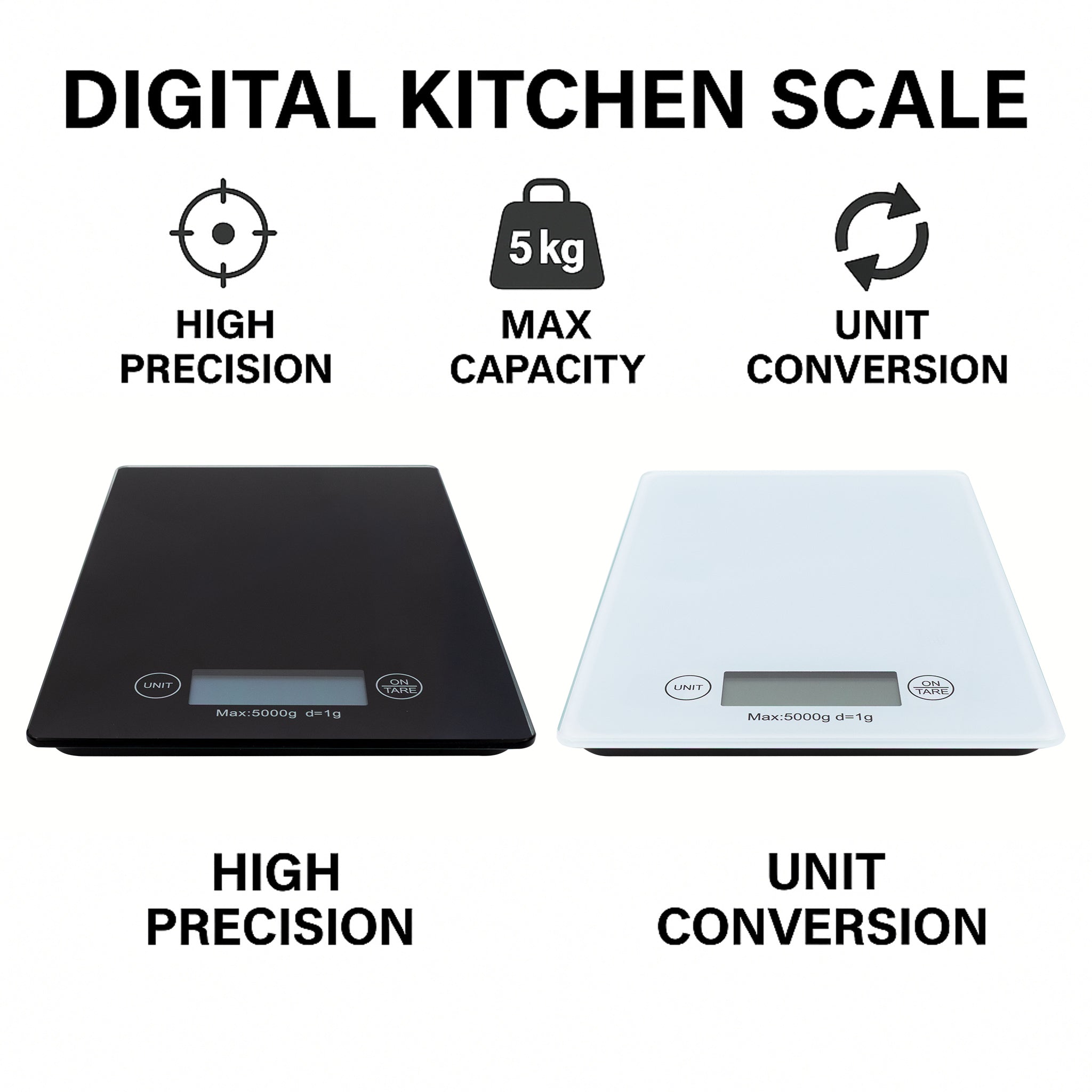 REGENT KITCHEN DIGITAL PLATFORM SCALE MIXED BLACK/WHITE EACH, 5KG