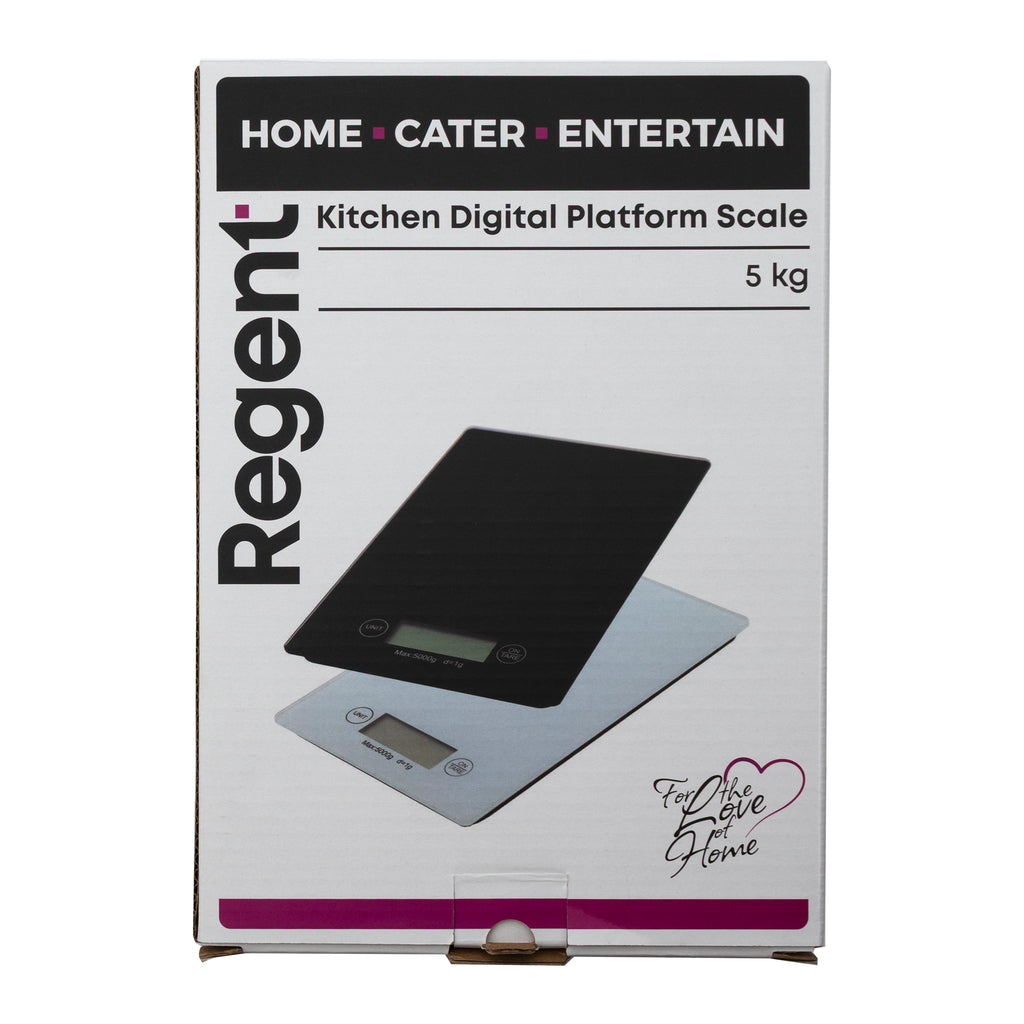 REGENT KITCHEN DIGITAL PLATFORM SCALE MIXED BLACK/WHITE EACH, 5KG