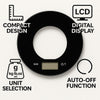 REGENT KITCHEN DIGITAL ROUND GLASS SCALE BLACK WITH CLEAR CENTRE, 5KG (200MM DIAX20MM)