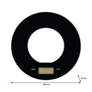 REGENT KITCHEN DIGITAL ROUND GLASS SCALE BLACK WITH CLEAR CENTRE, 5KG (200MM DIAX20MM)
