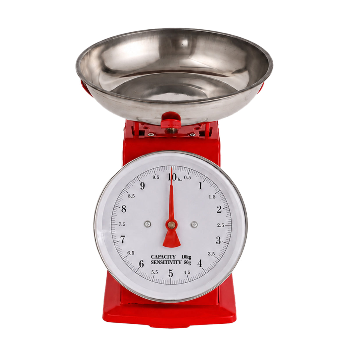 REGENT KITCHEN SCALE MECHANICAL RED WITH ST STEEL BOWL, 10KG