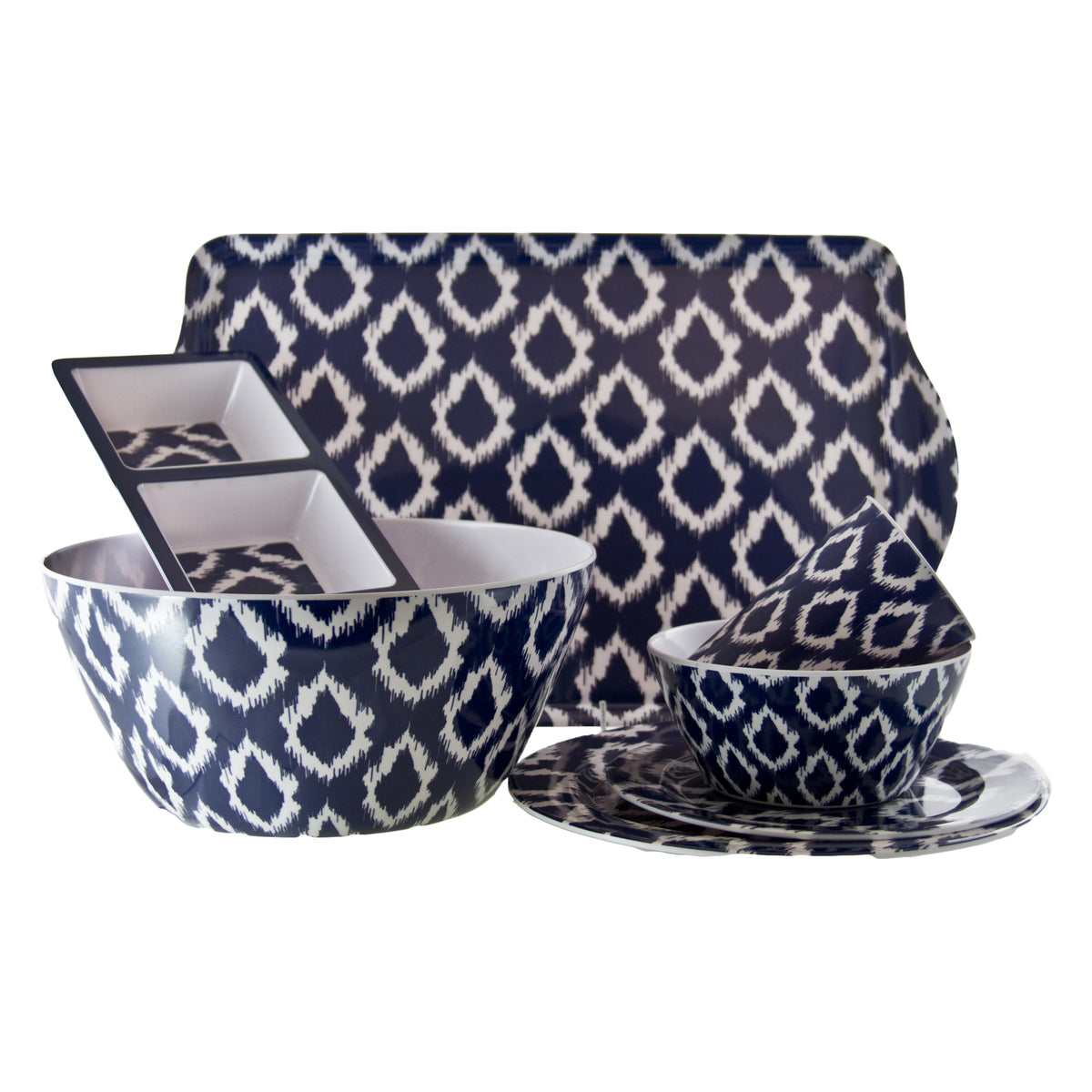 MELAMINE 3-SECTION TRAY NAVY WILD, 343X120MM