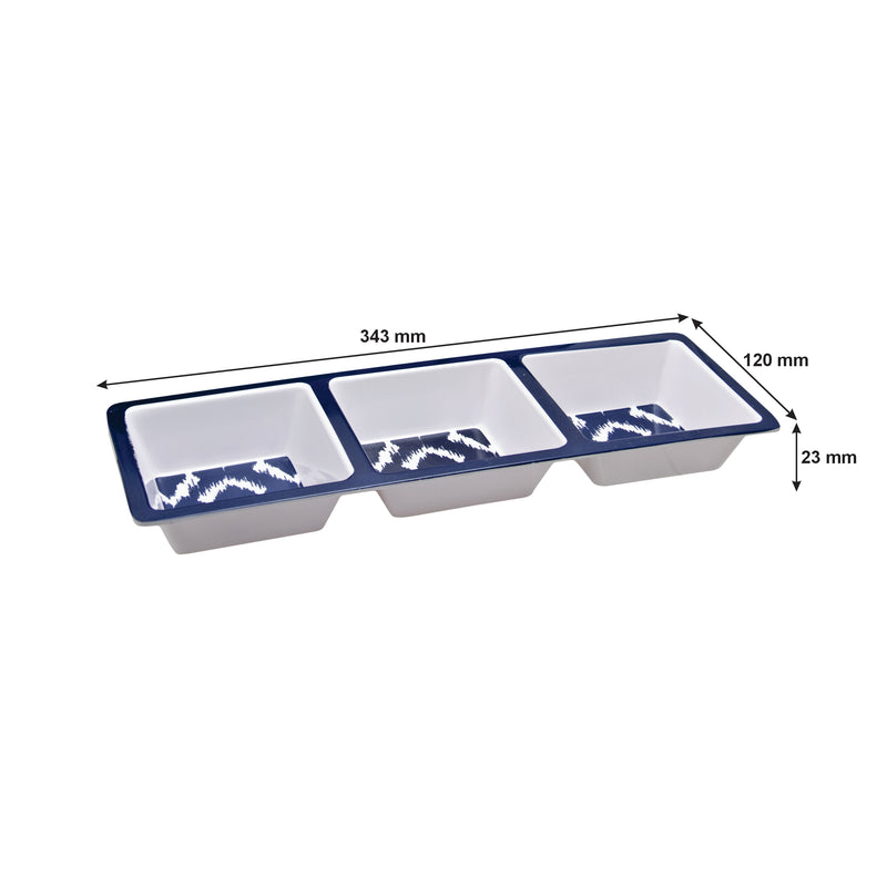 MELAMINE 3-SECTION TRAY NAVY WILD, (343X120X23MM)