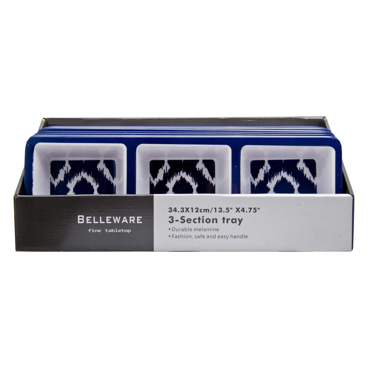 MELAMINE 3-SECTION TRAY NAVY WILD, 343X120MM