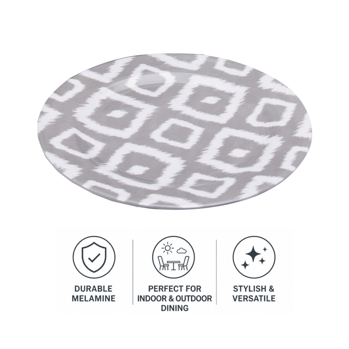 MELAMINE SIDE PLATE GREY WILD, 202MM DIA
