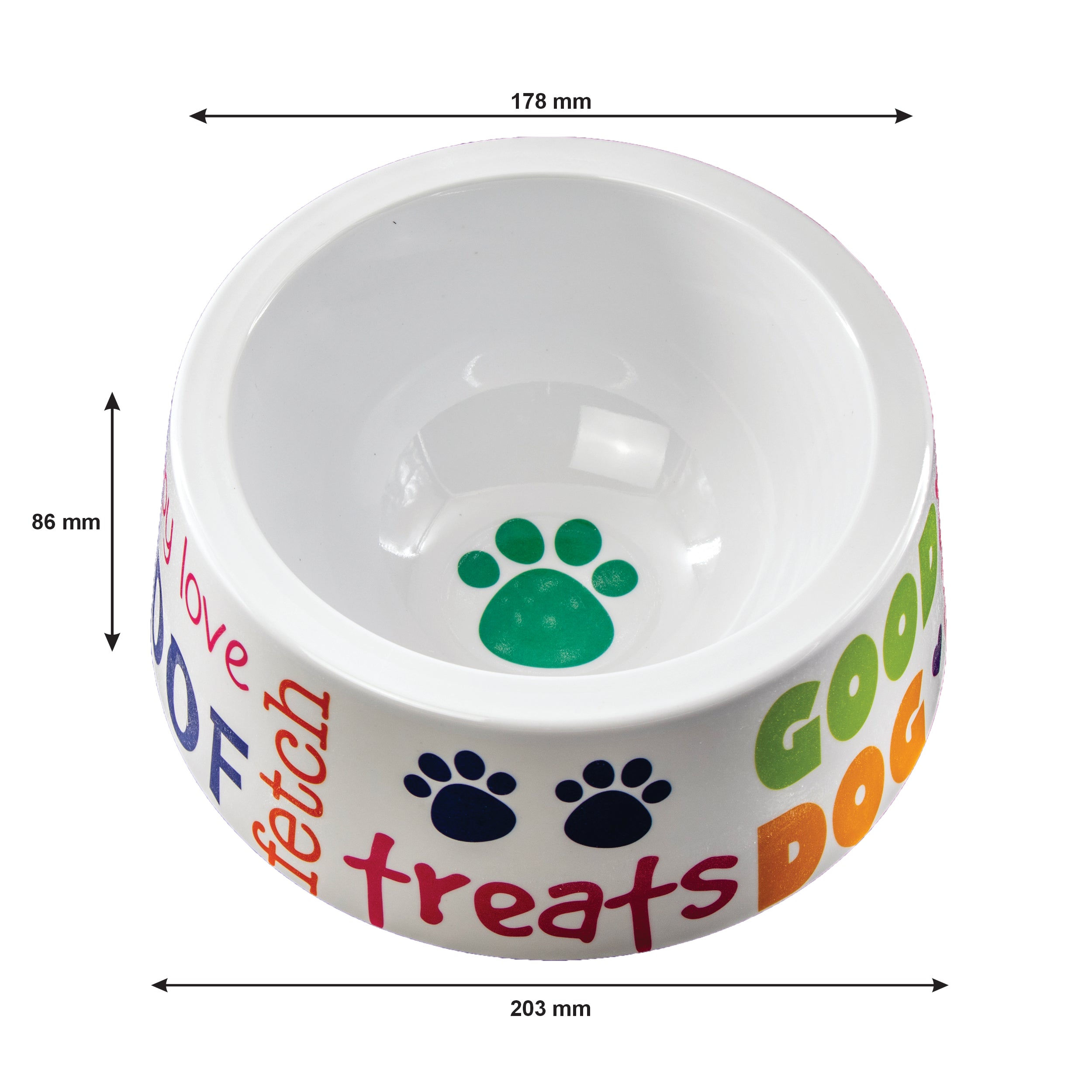 MELAMINE DOG BOWL, 203/178MM DIAX86MM