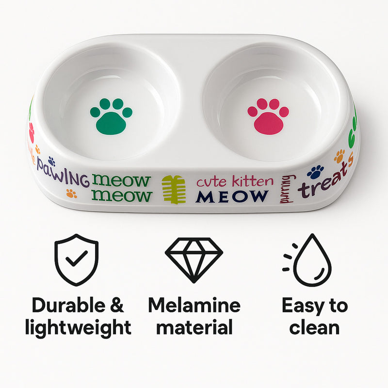 MELAMINE DOUBLE CAT BOWL, 250X135X40MM