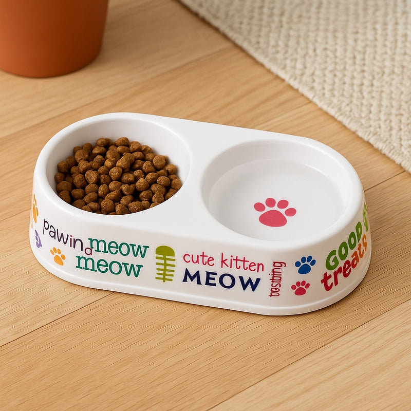 MELAMINE DOUBLE CAT BOWL, 250X135X40MM