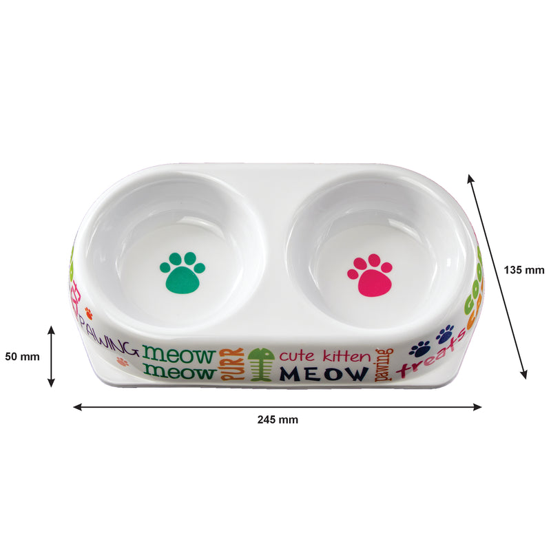 MELAMINE DOUBLE CAT BOWL, (250X135X40MM)