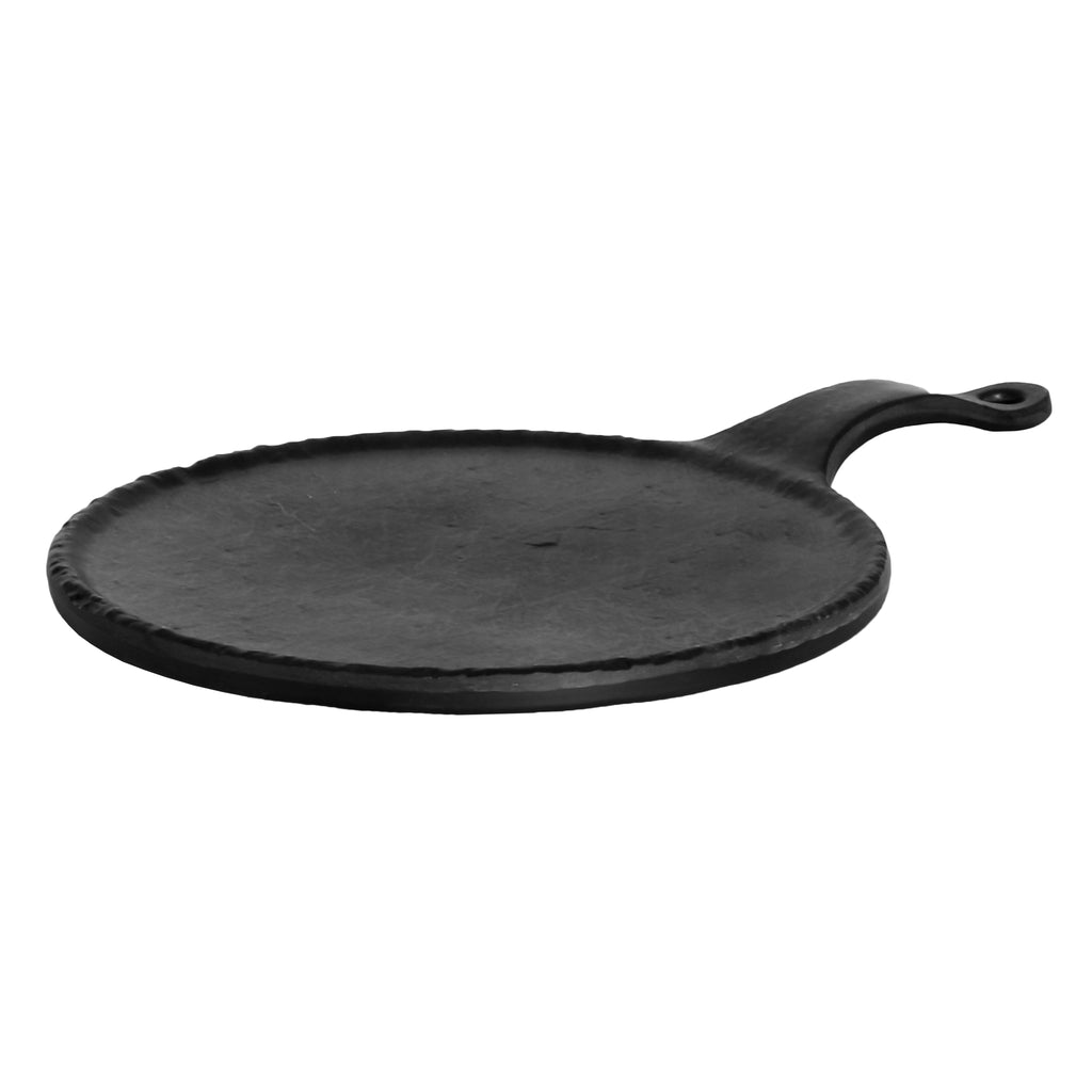 REGENT MELAMINE ROUND TAPAS SERVING BOARD WITH HANDLE BLACK, 305X198MM DIA