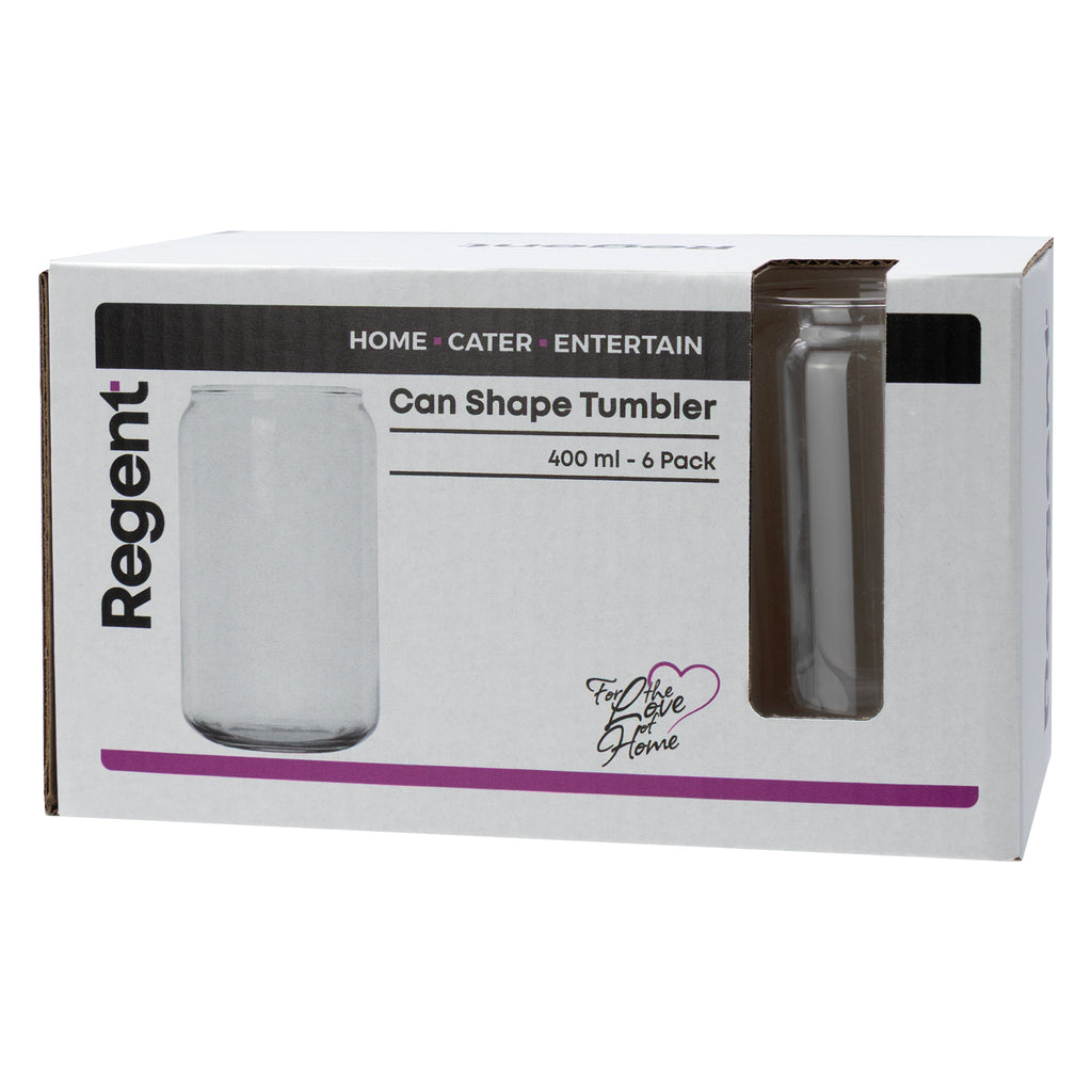 REGENT CAN SHAPE GLASS TUMBLER 6PK, 400ML